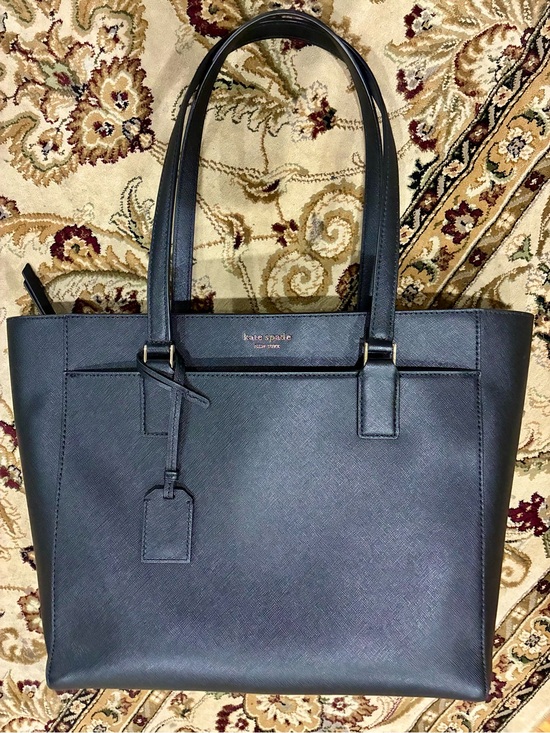 kate spade Handbags - kate spade Black Saffiano Leather Tote with Luggage Tag
